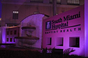South Miami Hospital light in pink